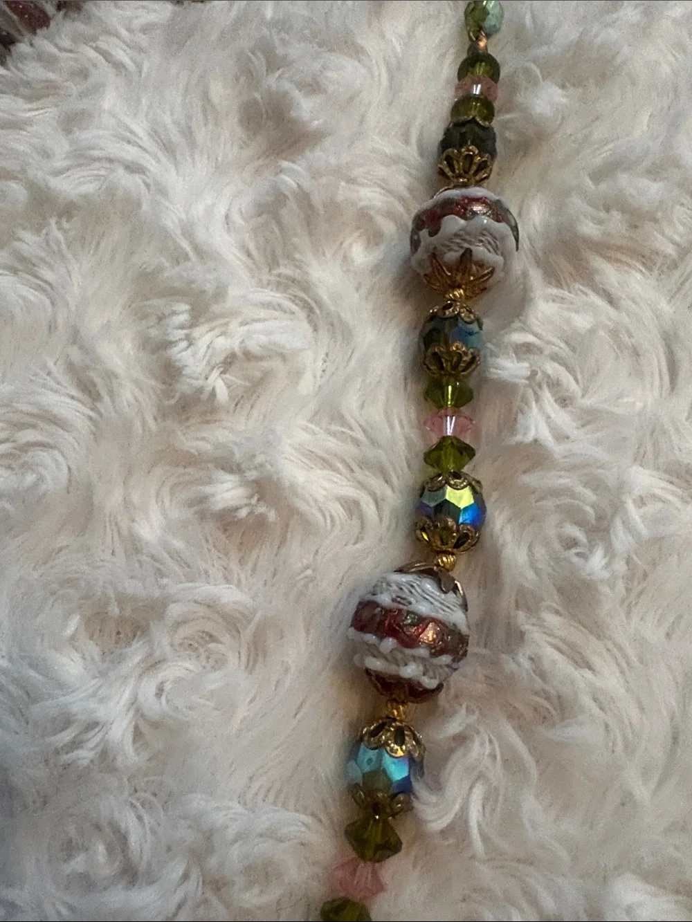 Handcrafted Green and Brown Beaded Necklace